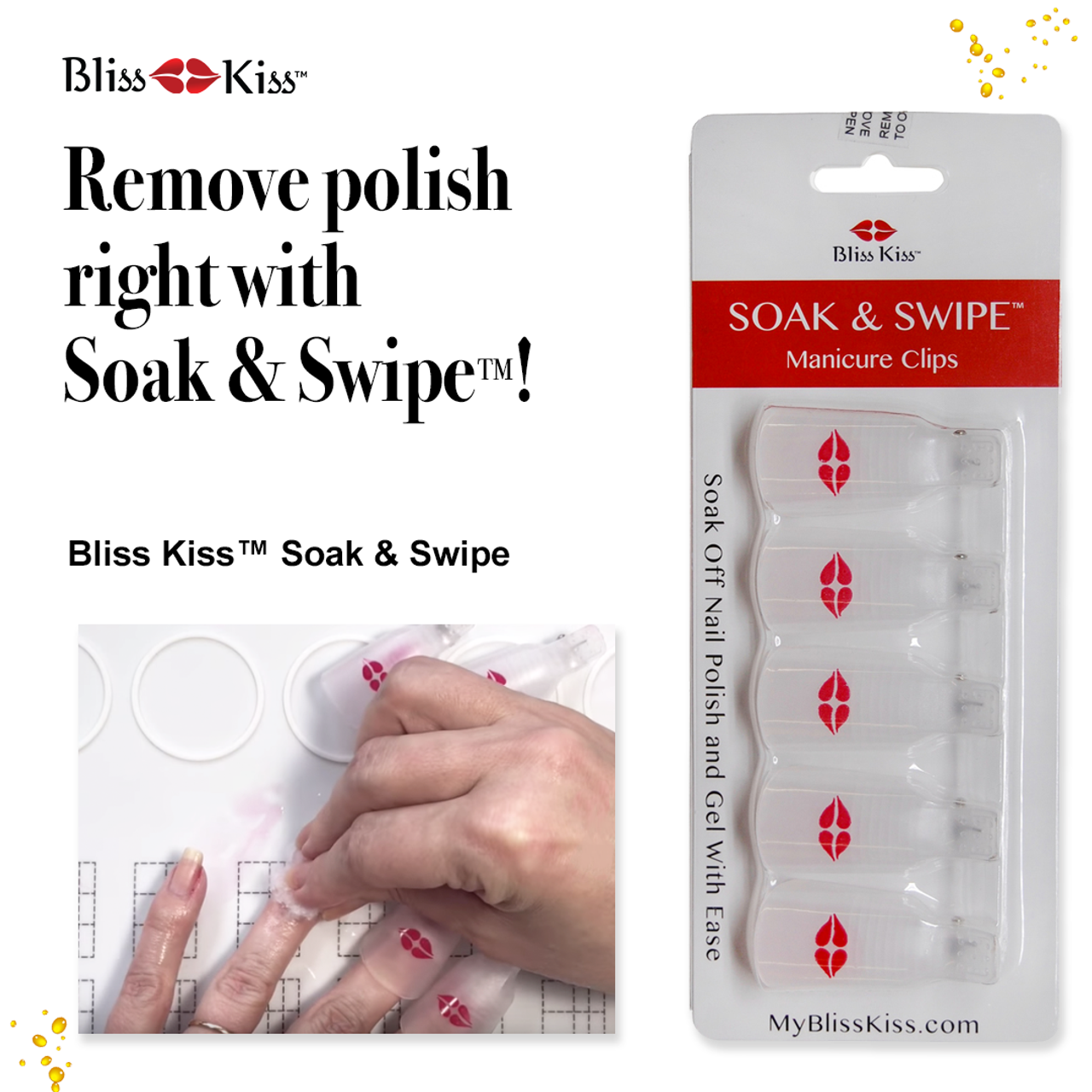 Soak & Swipe™ Manicure Clips - Bliss Kiss by Finely Finished, LLC