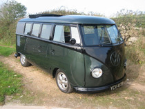 46" X 48" Folding Sliding Rag Top "1950-1967 VW Bus" - displayed on a vehicle