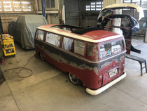 44" X 72" Folding Sliding Rag Top "1968-1979 VW Bus" displayed open on a vehicle