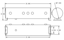 Air Tank- 5 Gallon Aluminum w/ 5x-1/4" Ports & 1x-1/8" Port dimensions