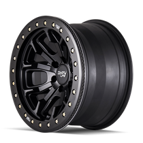 Dirty Life DT1 Matte Black w/ Simulated Beadlock Ring 17x9 8x165.1 -12mm 130.8mm - side view