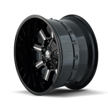 Mayhem Combat Gloss Black/Milled Spokes 18x9 5x114.3/5x127 18mm 87mm - wheel side view