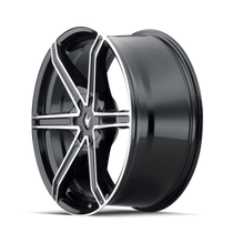 Mazzi 371 Stilts Black w/ Machined Face 22x9.5 6x135/6x139.7 30mm 106mm- wheel side view