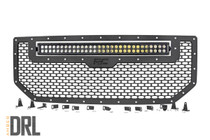  GMC Mesh Grille w/30IN Dual Row Black Series LED (16-18 Sierra 1500) - Black series w/ Amber DRL