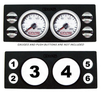 AVS Dual Gauge Panel with Two 2 Inch Gauge Cutouts & Four Push Button Cutouts