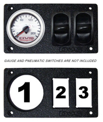 AVS Single Gauge Panel with One 2 Inch Gauge Cutouts & Two Pneumatic Switch Cutouts  & Mounting Holes