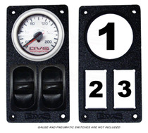 AVS Vertical Single Gauge Panel with One 2 Inch Gauge Cutouts & Two Pneumatic Switch Cutouts  & Mounting Holes