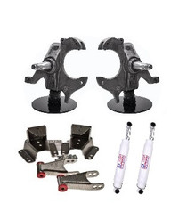 1973-1987 Chevy C10 w/ 1.25 Inch Rotor (3In Front/4In Rear) Lowering Kit w/ Spindles & Shackles