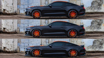 2015-2024 Ford Mustang S550/S650 Air Lift Kit w/ Manual Air Management Side View- Lifted to Lowered