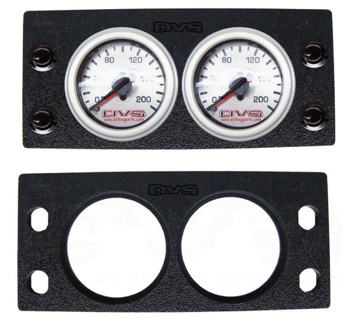 AVS Dual Gauge Panel with Two 2 Inch Gauge Cutouts & Four Black Push Button Cutouts