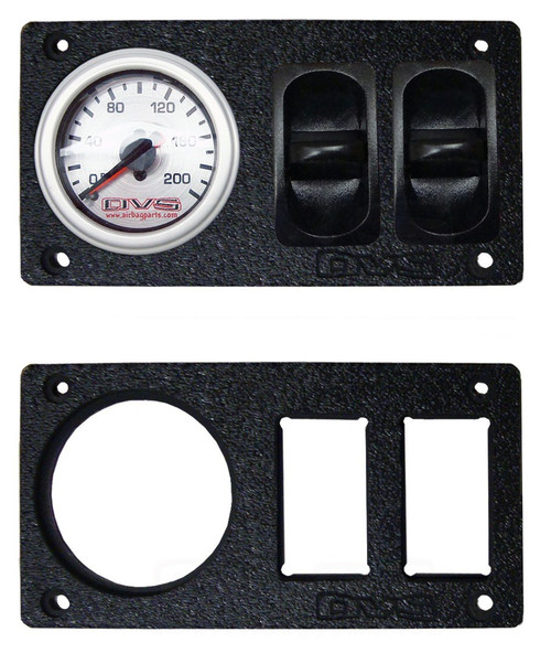 AVS Single Gauge Panel with One 2 Inch Gauge Cutouts & Two Pneumatic Switch Cutouts  & Mounting Holes