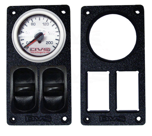 AVS Vertical Single Gauge Panel with One 2 Inch Gauge Cutouts & Two Pneumatic Switch Cutouts  & Mounting Holes