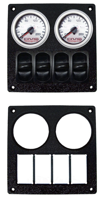 AVS Vertical Gauge Panel with Two 2 Inch Gauge Cutouts & Four Pneumatic Switch Cutouts