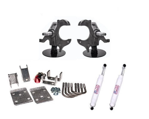 1973-1987 Chevy C10 w/ 1 IN Break Rotors (3IN Front/5IN Rear) Lowering Kit w/New U Bolts