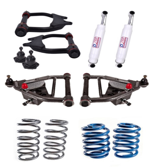 1963-1972 Chevy C10 w/ Rear Coil Spring & Drum Breaks (5 Inch Front/5 Inch Rear) Upper & Lower Control Arms / Coil Spring Lowering Kit