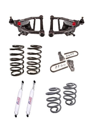 1963-1972 Chevy C10 w/ Rear Coil Spring & Drum Breaks (5 Inch Front/5 Inch Rear) Control Arm & Coil Spring Lowering Kit