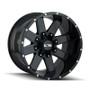 ION 141 Gloss Black/Milled Spokes 20X10 8-180 -19mm 124.1mm front view