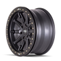 Dirty Life DT2 Matte Black w/ Simulated Beadlock Ring 17x9 6x120 -12mm 66.9mm - side view