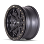 Dirty Life DT2 Matte Black w/ Simulated Beadlock Ring 20x9 8x170 0mm 130.8mm - side view