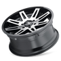 ION 142 Black w/ Machined Face 20x9 8x165.1 0mm 130.8mm - tilted wheel view