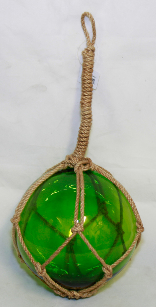 7 Green Glass Fishing Ball Float Net