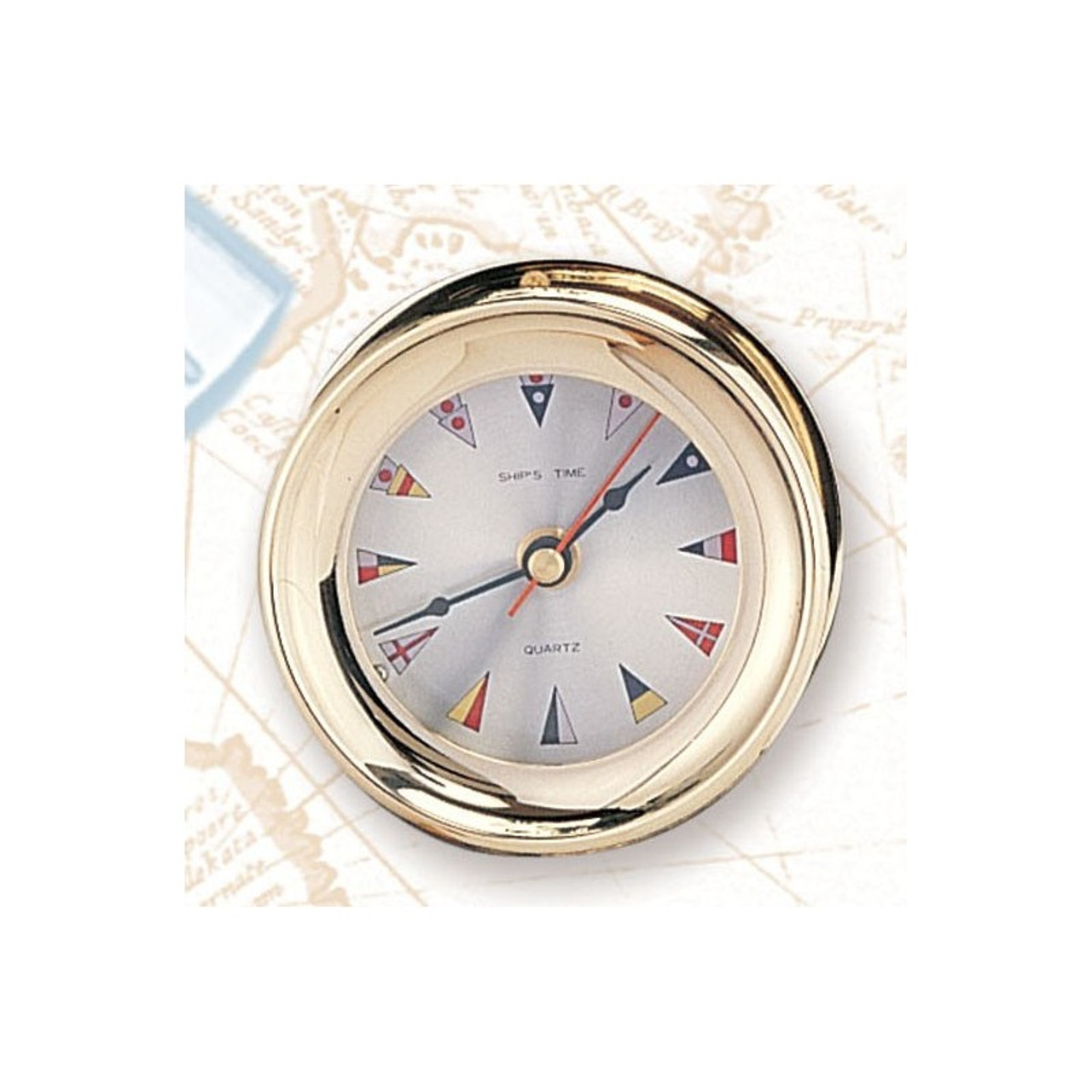 Nautical Brass Captain's Clock with flags 4.5