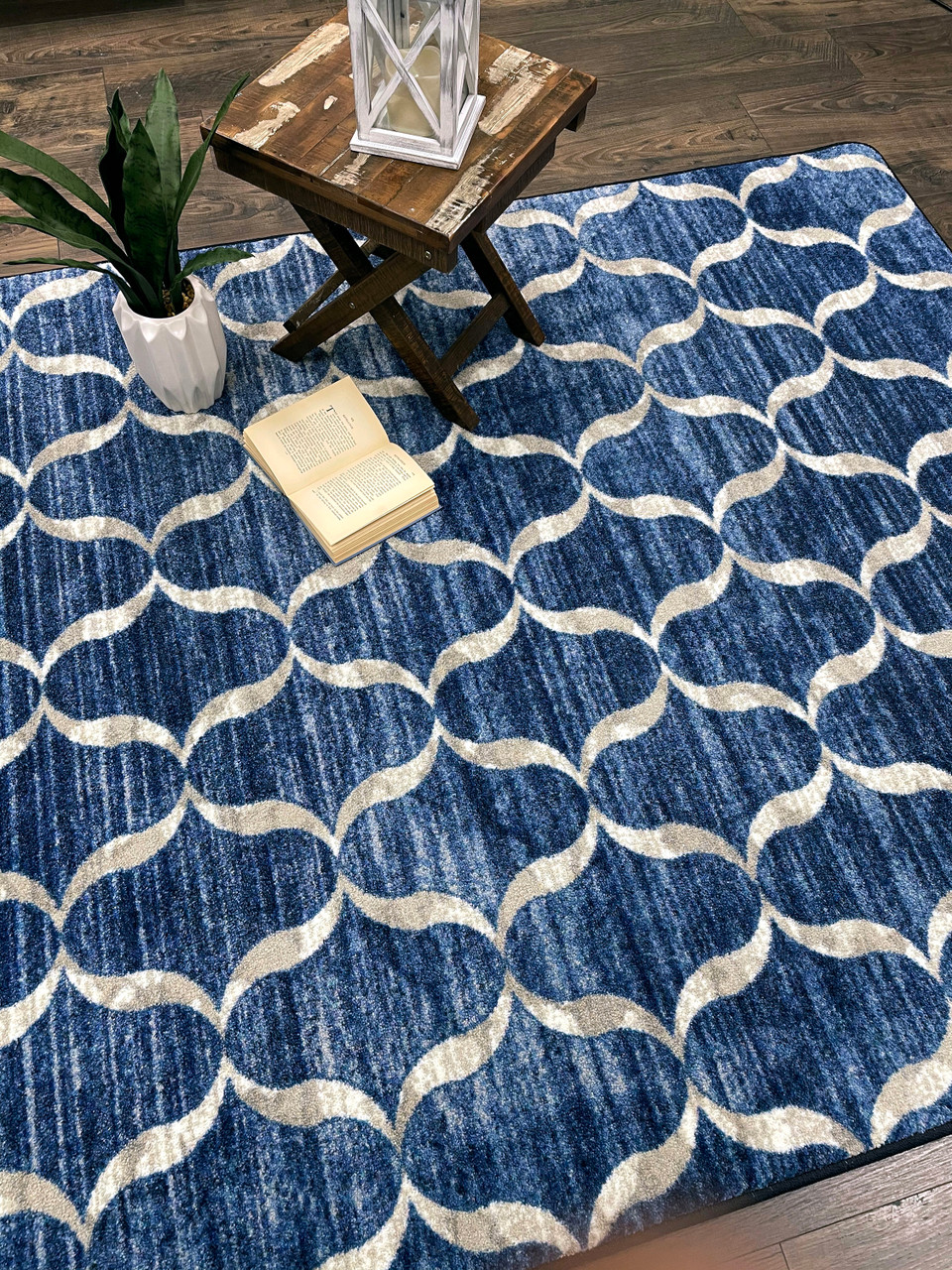 Lattice Blue High Quality Coastal Rugs