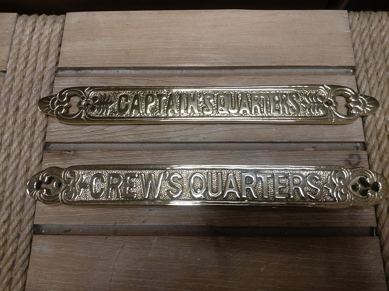 5.5 Solid Brass Designation & Name Plate | Nautical Brass Plaque Door Sign  | Captain's Maritime Nursery Home Wall Decor (POOP DECK)