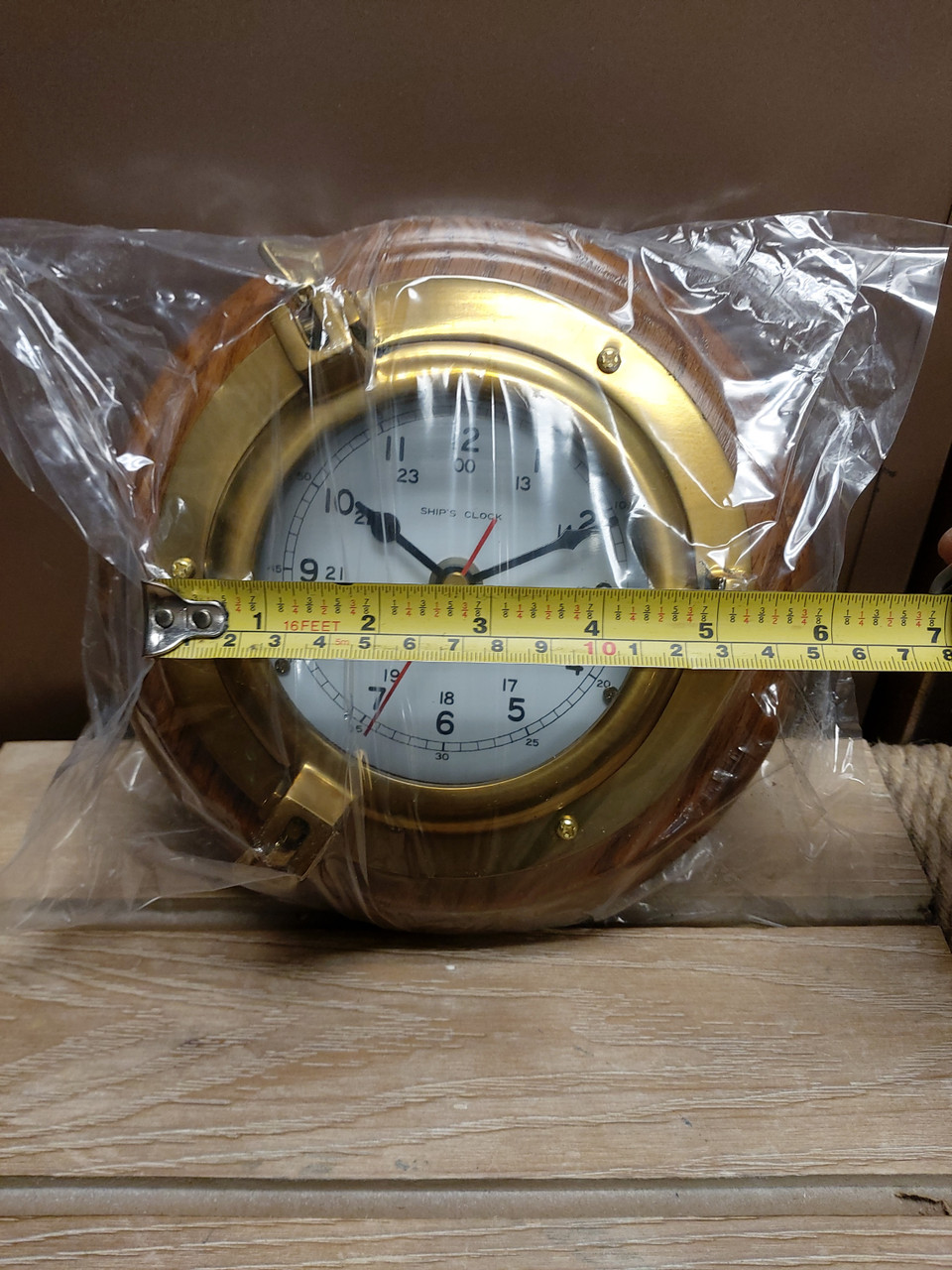 Brass On Wood Ship's Porthole Clocks Smaller Version