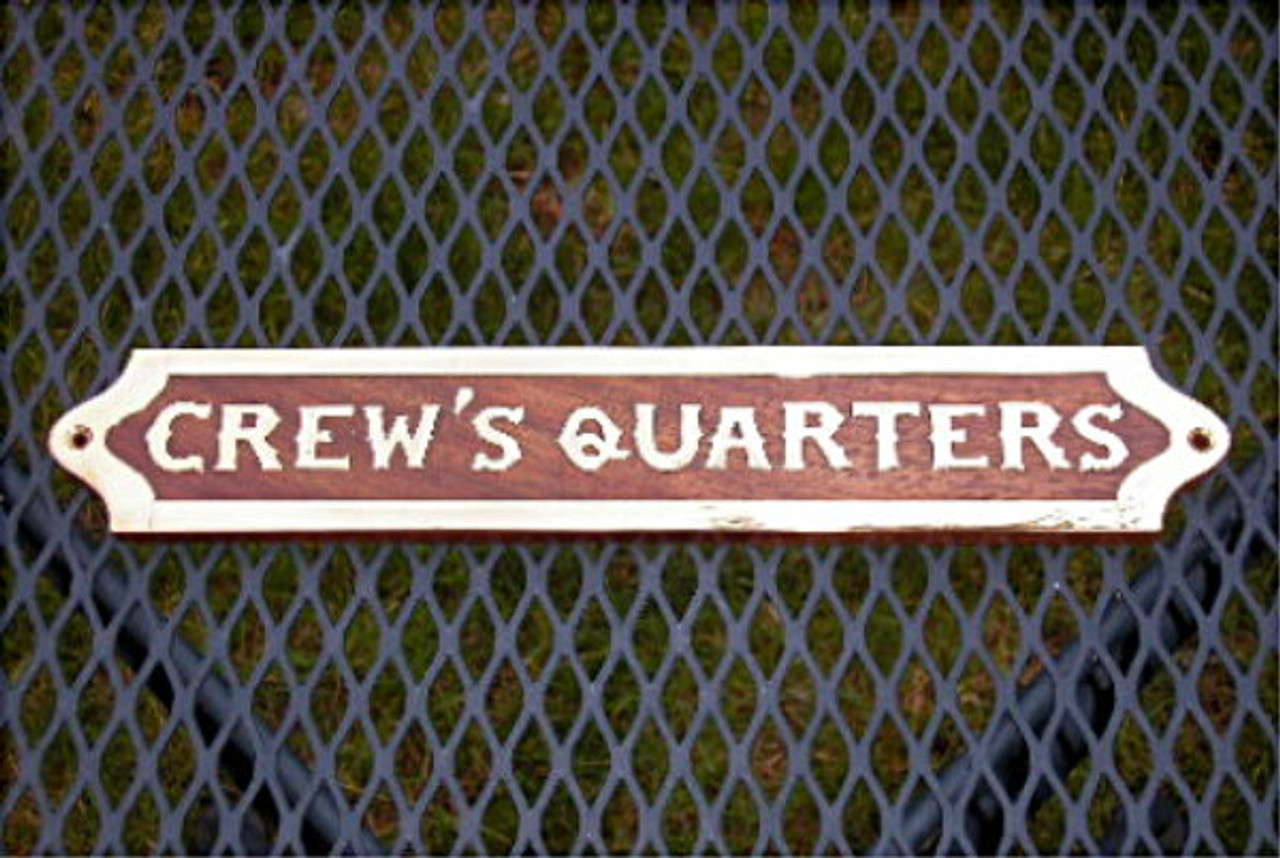 Wood Brass Crews Quarters Plaque Sign