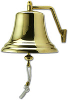 4Nautical Polished Brass Ship Bell w/Rope Clapper Handle