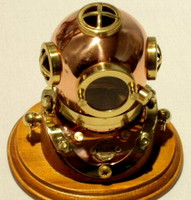 Mini Mark V U.S. Navy Diving Helmet on Wood Base