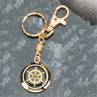Framed Brass Nautical Wheel Key Chain Framed Brass Nautical Wheel Key Chain