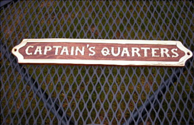 Cast Iron Captains Quarters Wall Plaque Sign Nautical Beach Decor