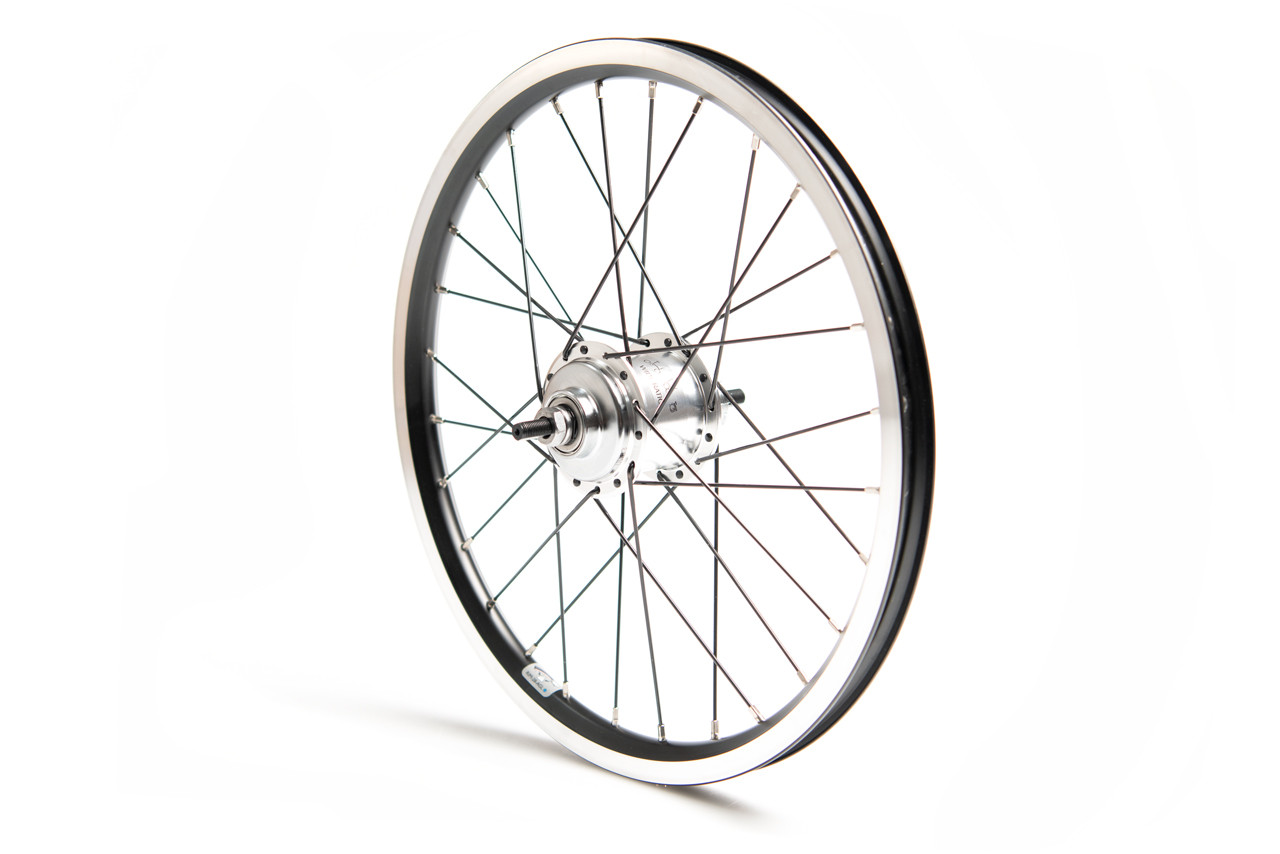 Brompton 6 Speed Rear Wheel with Fittings in Black/Silver Hub