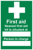 Zafety First Aid Box Nearest First Aid Sign Rigid 20x30cm