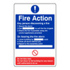 SSN4001R Fire Action Notice Sign Rigid 15x20cm  Zafety 