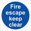 Zafety Fire Escape Keep Clear Sign Vinyl 10x10cm