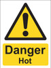 Zafety Danger Hot Sign Vinyl 15x20cm