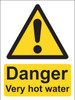 Zafety Danger Very Hot Water Sign Vinyl 15x20cm