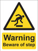 Zafety Warning Beware Of The Step Sign Vinyl 15x20cm