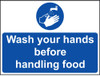 Zafety Wash Your Hands Before Handling Food Sign Vinyl 20x15cm