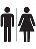 Zafety Toilet Male and Female Symbol Sign Vinyl 15x20cm