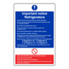 SSN8032S Refrigerators Guidance Notice Sign Vinyl 20x30cm  Zafety 