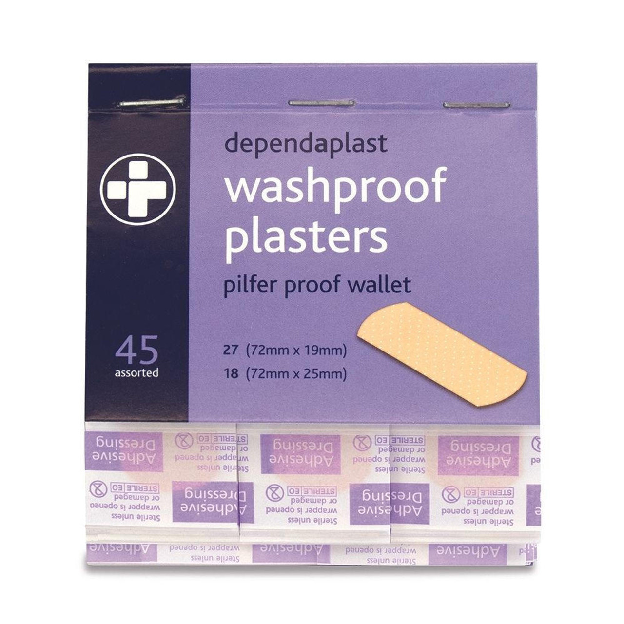 Dependaplast Washproof Plasters Box 5 Refill Packs of 45 for Pilfer Proof Dispenser