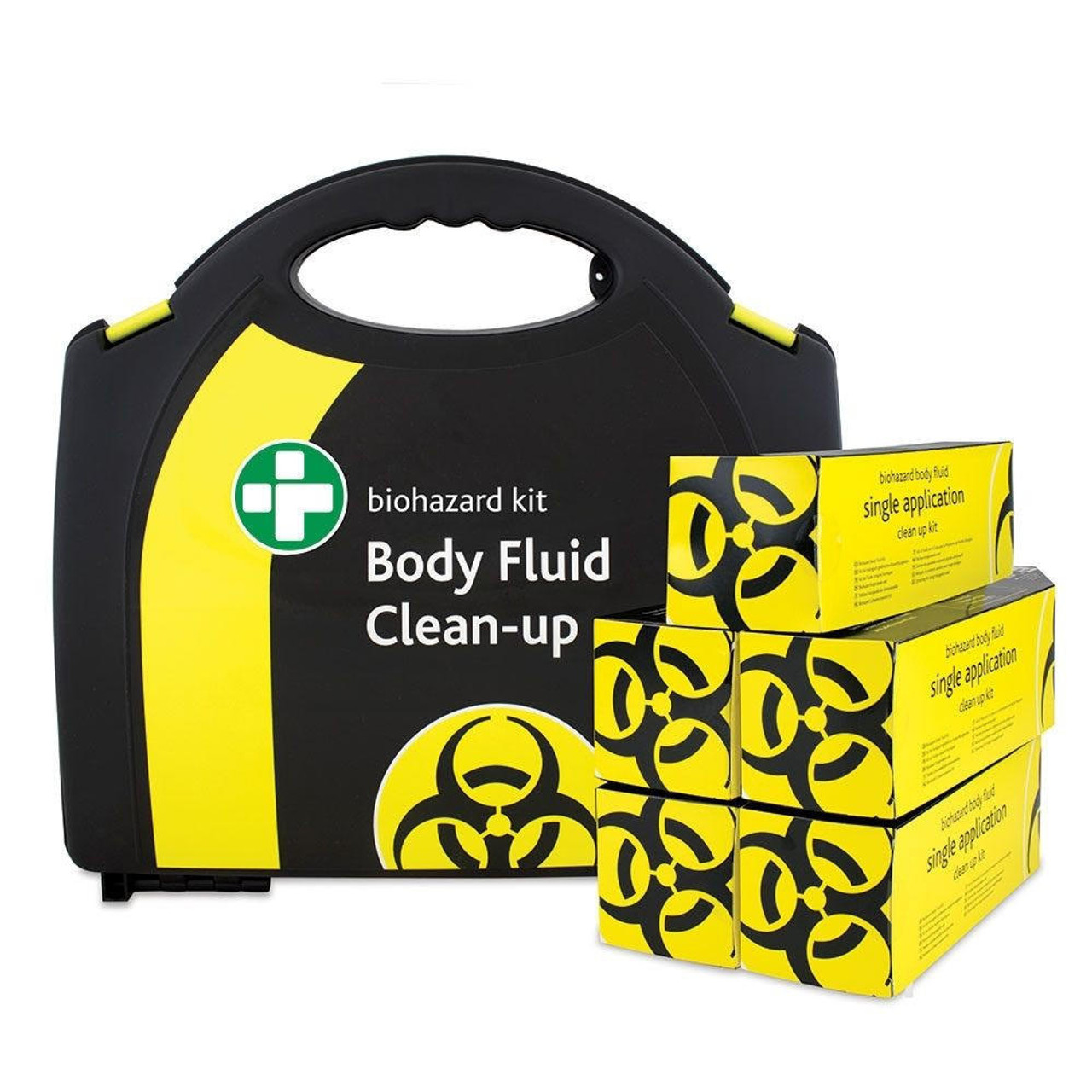 Biohazard Body Fluid Clean Up Kit 5 Individual Applications With Wall Bracket