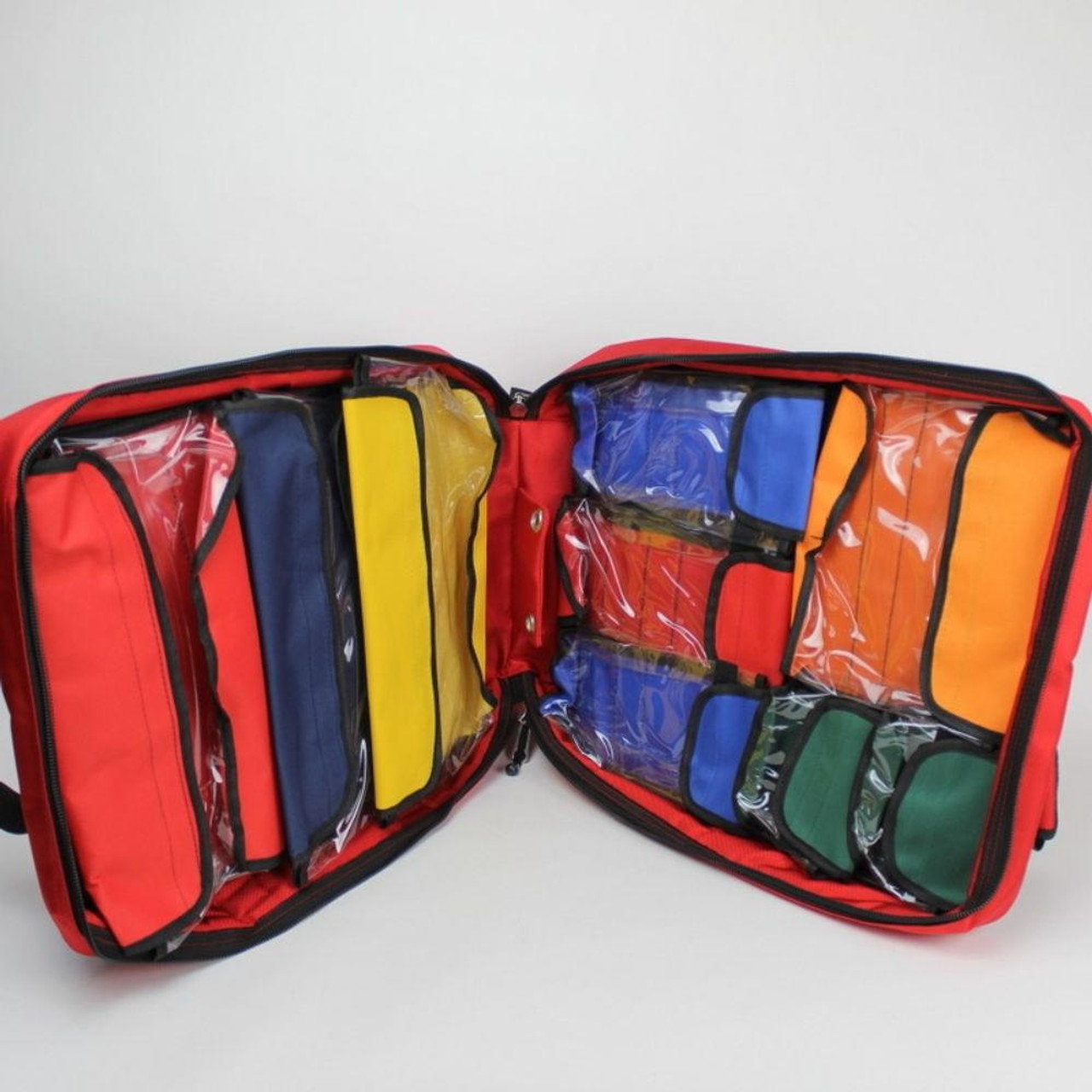 FAK5120 Large Trauma Backpack Emergency Bag Red with Multiple Internal Pouches   