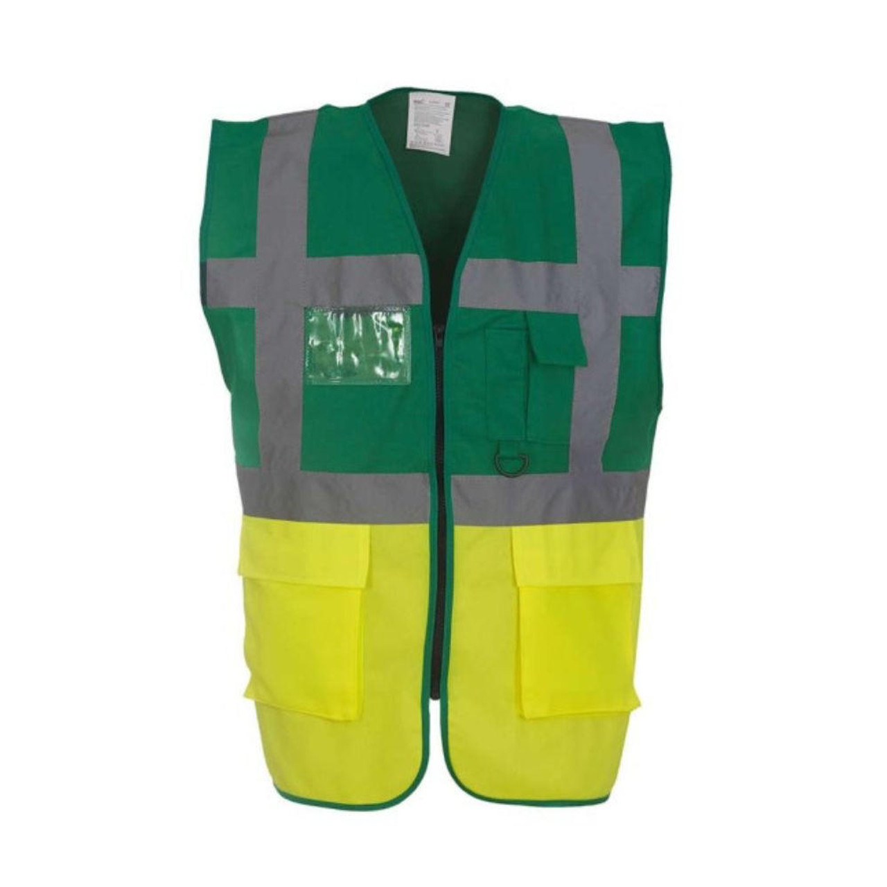  High Vis Vest Waistcoat With Pockets for Paramedics and Medic Green Yellow 