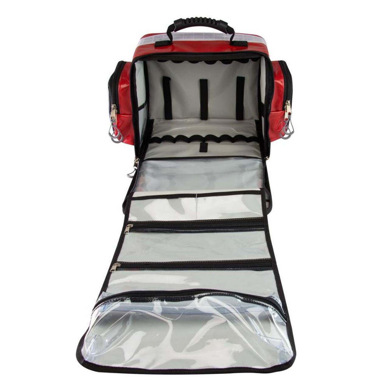 FAK5011 Aerocase First Aid Medical Bag Wall Mounted Drop Down Fold Out Style Red Wipe Clean PVC   HT13-ABL1-R