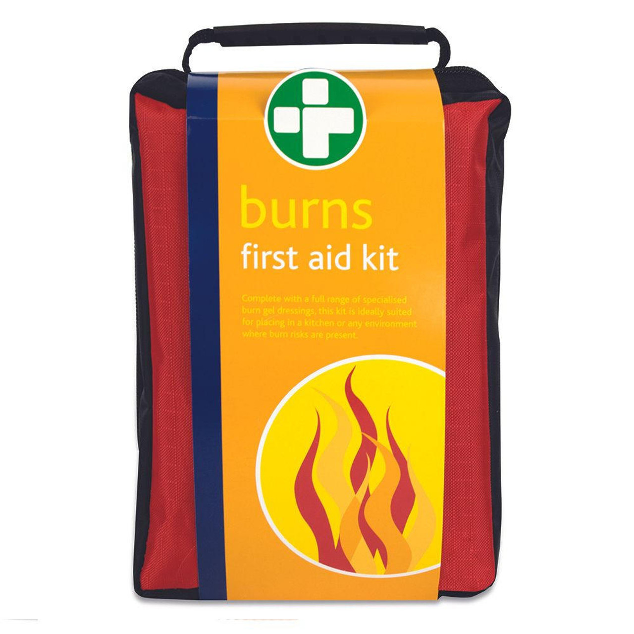 FBU1173 Large Burns First Aid Kit in Red Soft Zipper Pouch Includes 5 Burn Dressings   